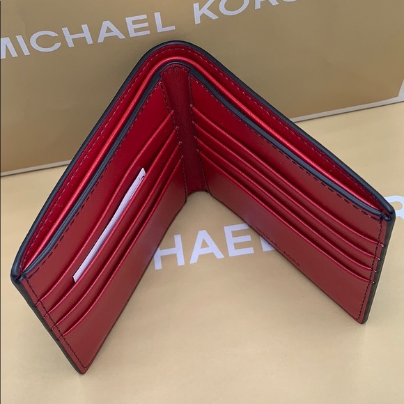 MICHAEL KORS COOPER BIFOLD BLACK/SCARLET - Picture 7 of 16
